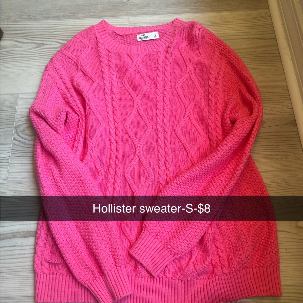 Hollister Women's Vibrant Pink Cable Knit Sweater